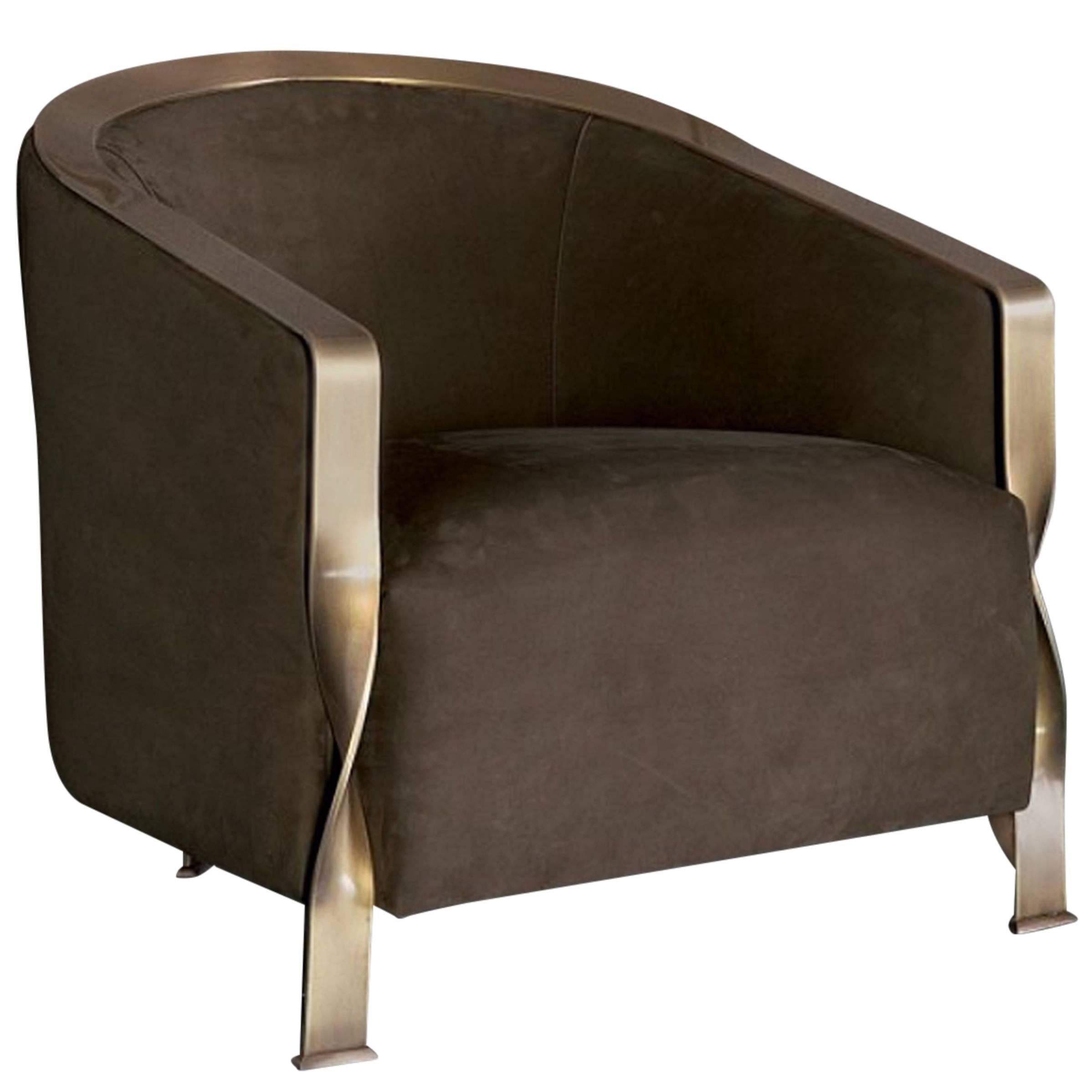 Torsade Armchair in Fabric with Bronze Structure