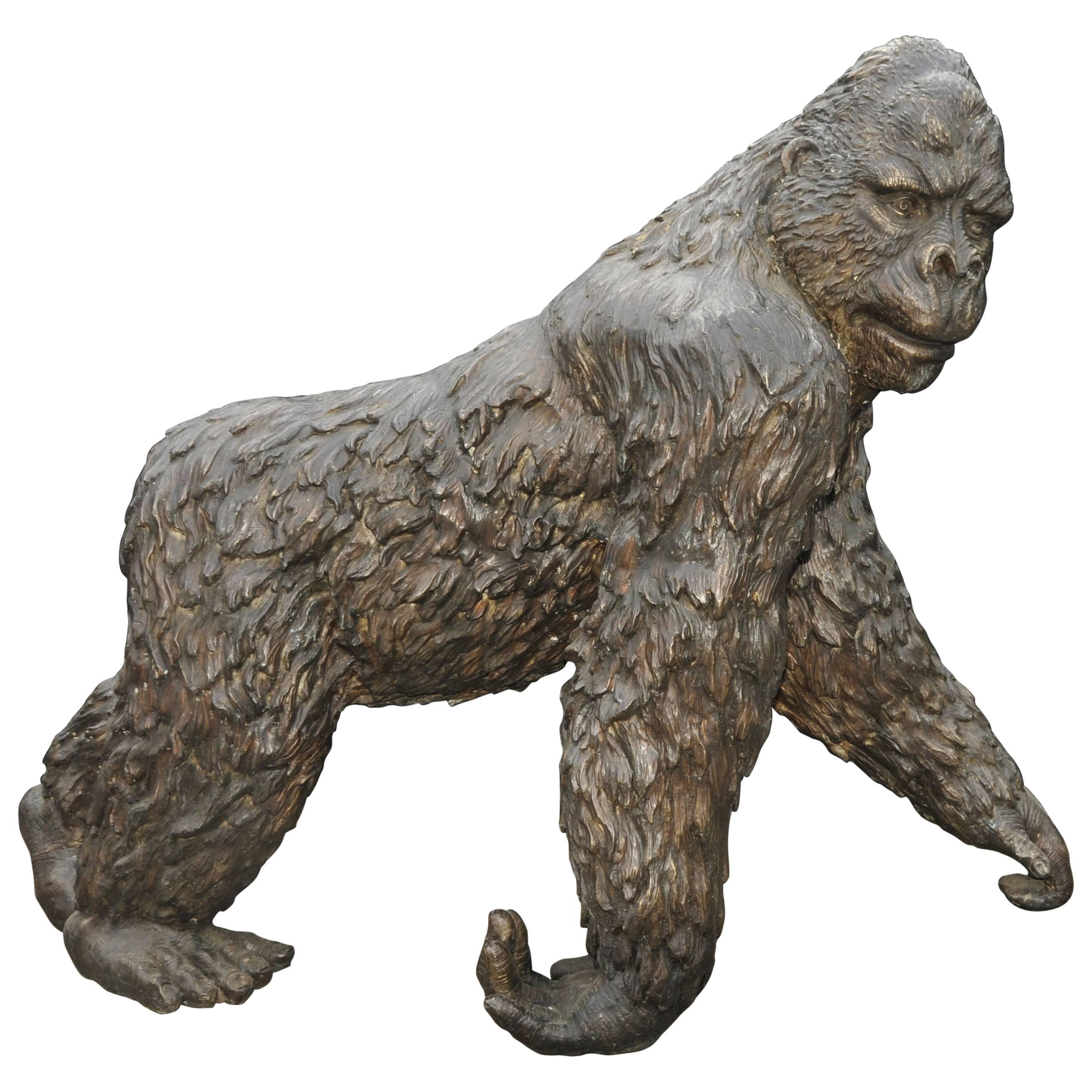 Lifesize Bronze Gorilla Statue Casting Animal Primate For Sale