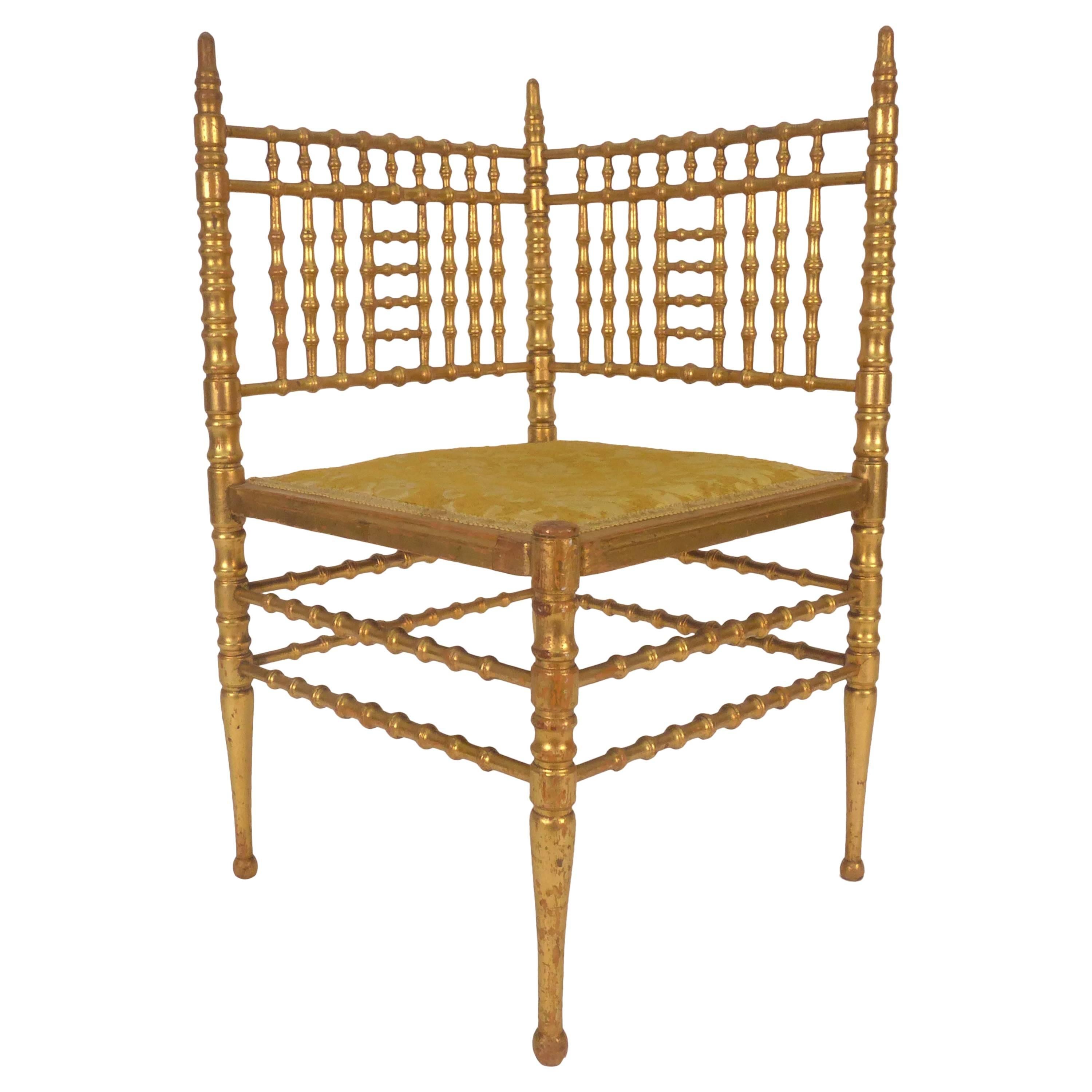 Italian Gold Leaf Bamboo Corner Chair