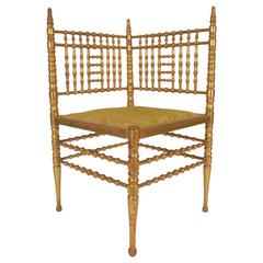 Italian Gold Leaf Bamboo Corner Chair 5