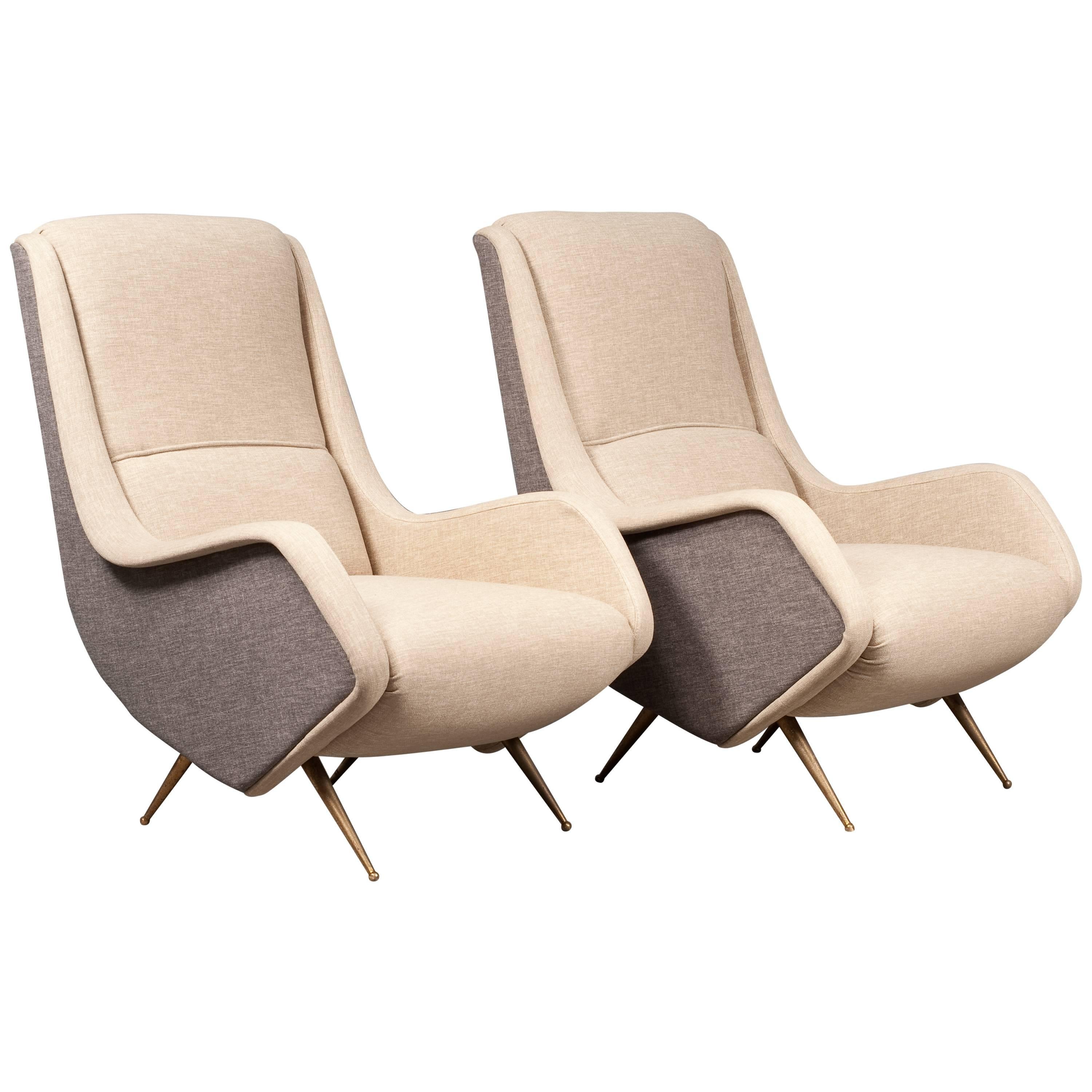 Glamorous Pair of Isa Armchairs