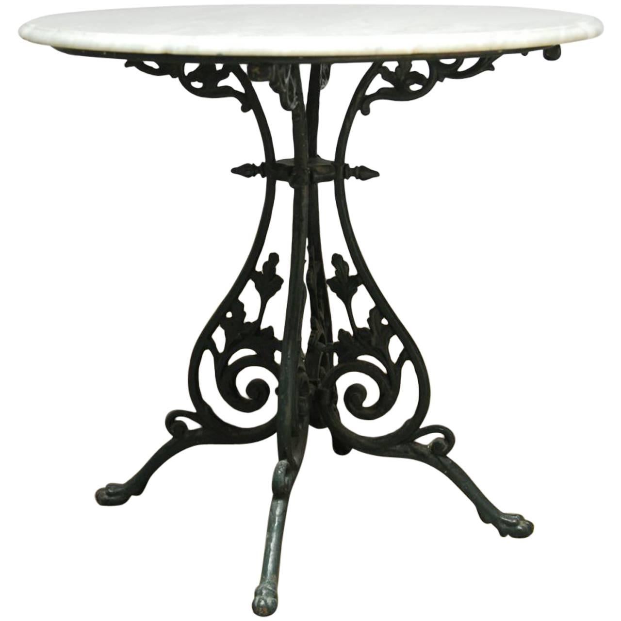 French Art Nouveau Marble-Top Bistro Table