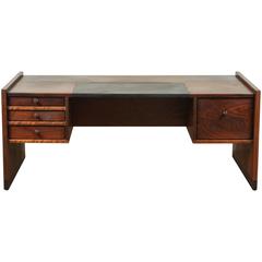 Solid Walnut and Leather Desk by John Nyquist