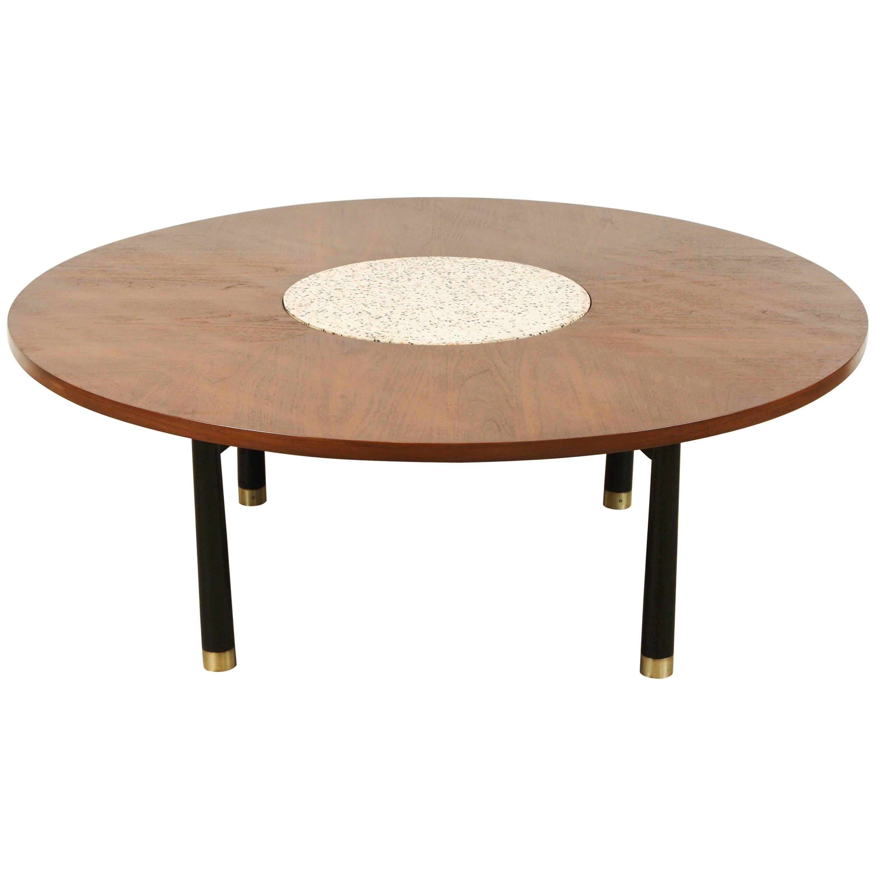 Terrazzo and Walnut Coffee Table by Harvey Probber