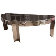 Fabulous Mid-Century Polished Steel Desk with Black Marble Top by Leon Rosen