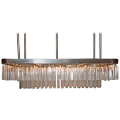 Huge and Impressive Mid-Century Nickel and Lucite Chandelier