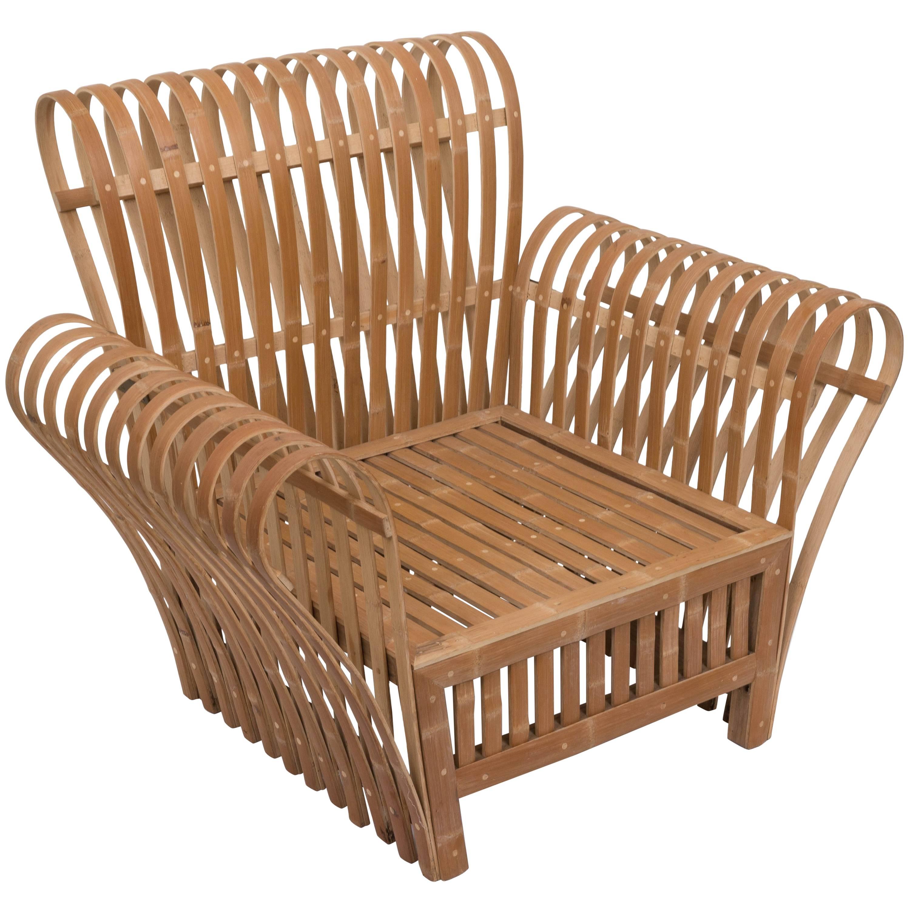 Bamboo Slat Lounge Chair For Sale