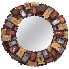 Steel, Brass and Copper Sunburst Mirror 7
