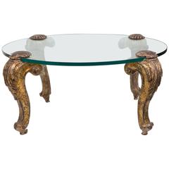 Italian Grotto Style Coffee Table with Glass Top