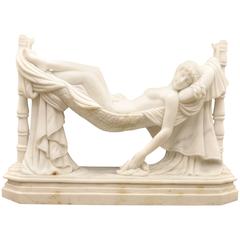 Italian Marble Statue Sleeping Beauty Style of Frilli Carved Sculpture 