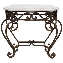 Wrought Iron and Travertine Console 12