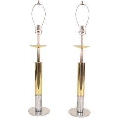 Gold and Nickel Parzinger Style Table Lamps