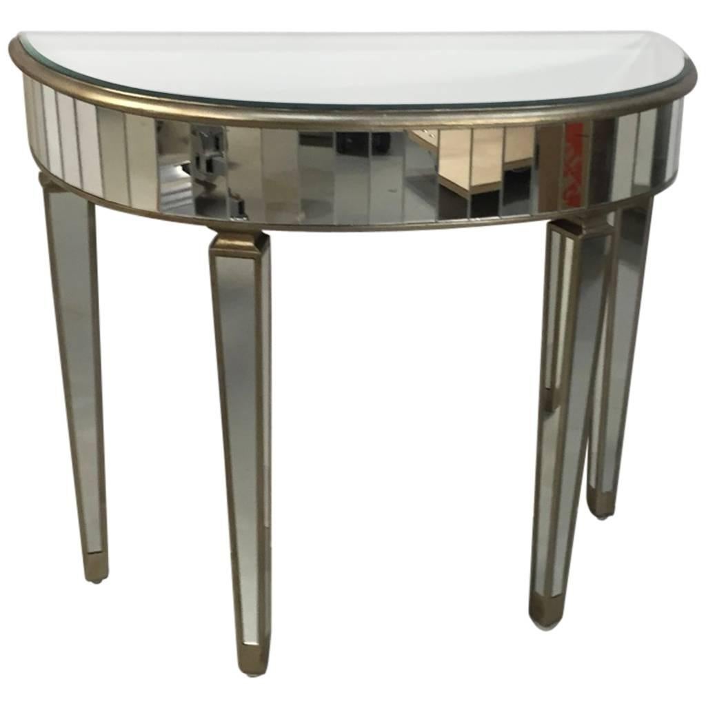 Mid-Century Mirrored Console Table