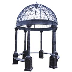Retro Large Victorian Cast Iron Gazebo Architectural Garden Seat Dome