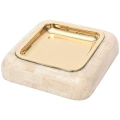 Maitland-Smith Tessellated Stone and Polished Brass Large Bowl 3