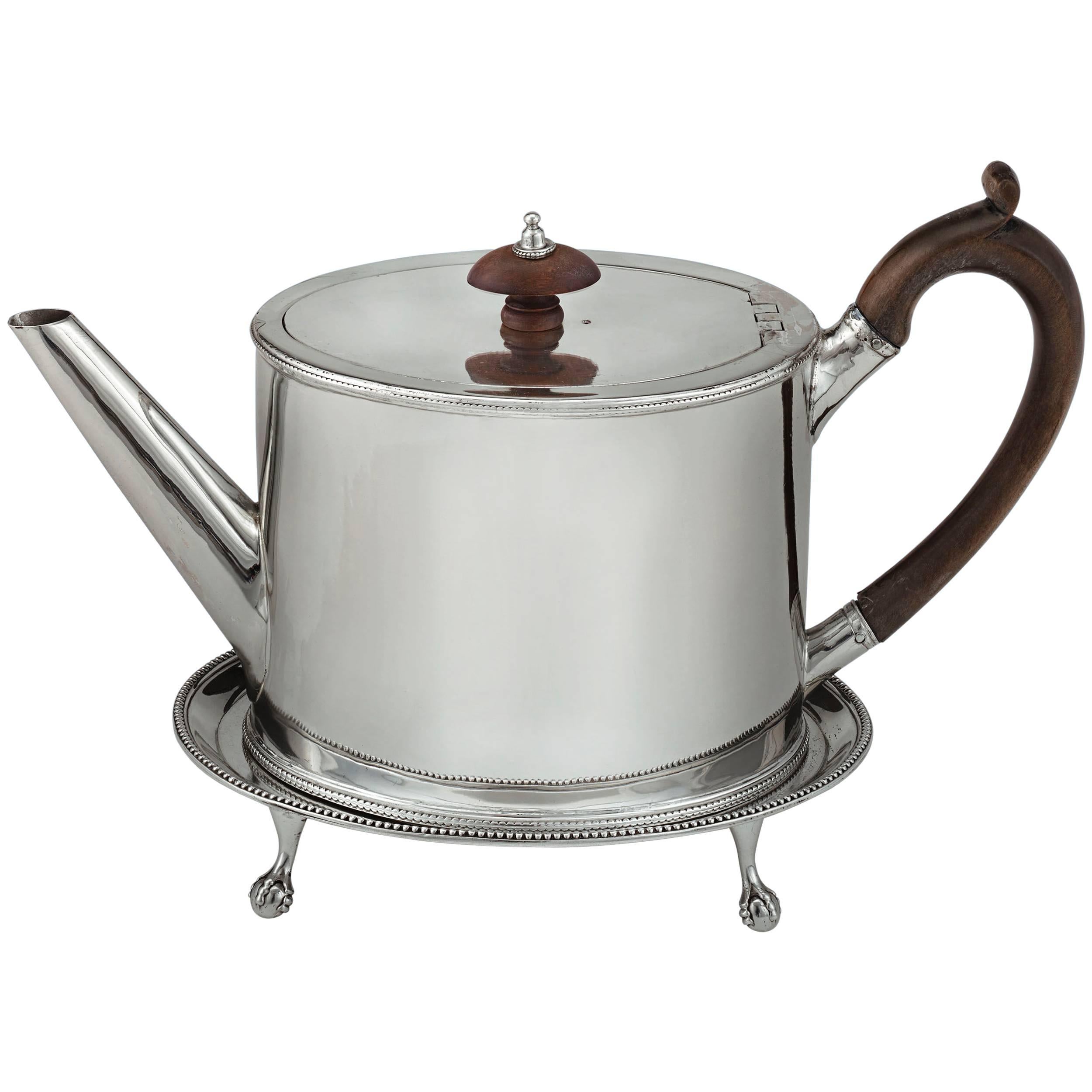 Hester Bateman Silver Teapot and Waiter