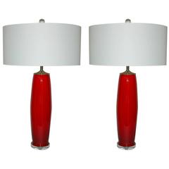 Red Murano Vintage Italian Table Lamps