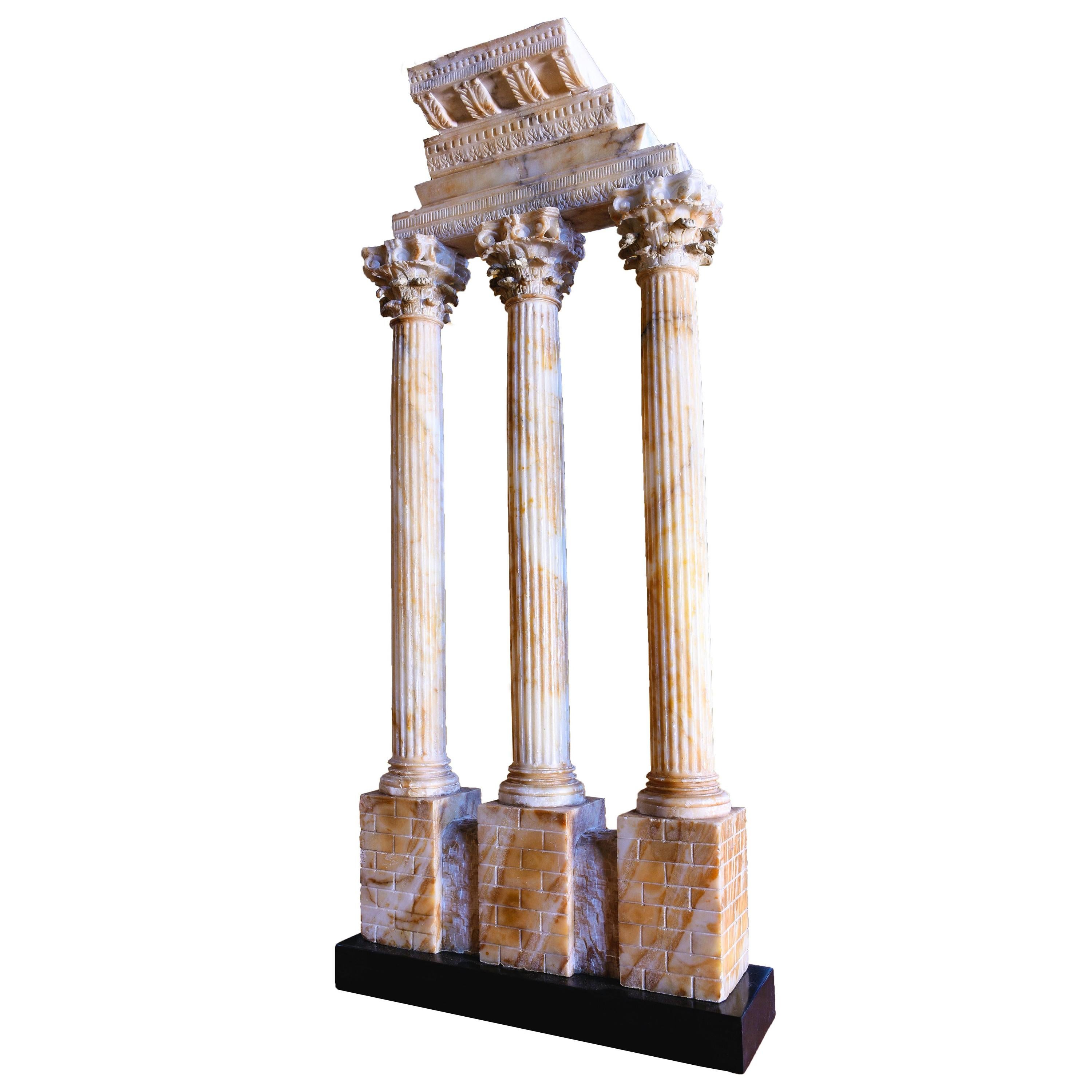 Grand Tour Alabaster Model of the Temple of Castor and Pollux, Rome, circa 1870 For Sale