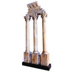 Antique Grand Tour Alabaster Model of the Temple of Castor and Pollux, Rome, circa 1870