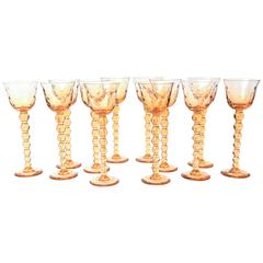 Retro Set 12 Saint Louis Bubble Extra Tall Wine Glasses, Amber