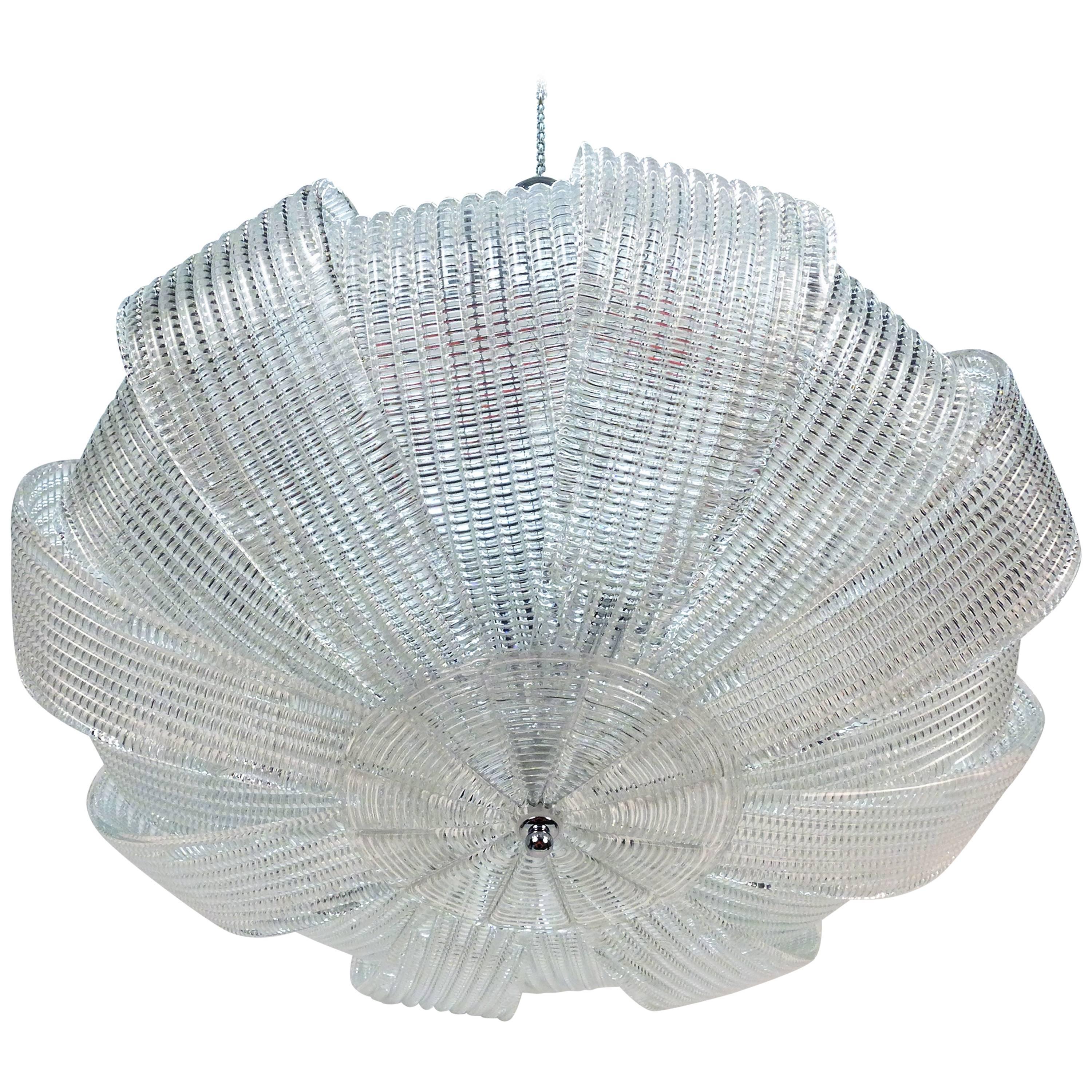 Large Murano Textured Glass Chandelier