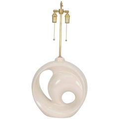 Large Single Off-White Ceramic Table Lamp 10