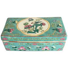 Antique Porcelain Canton Famille Rose Lidded Box
