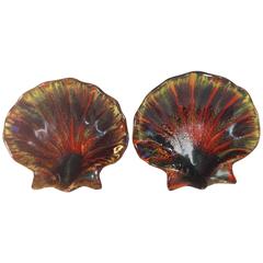 Pair of French Majolica Scallop Dishes by Vallauris