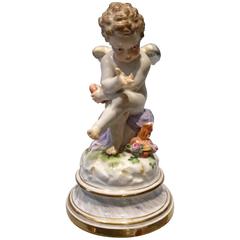 Adorable 19th Century Meissen Porcelain Figure of an Angel with Heart