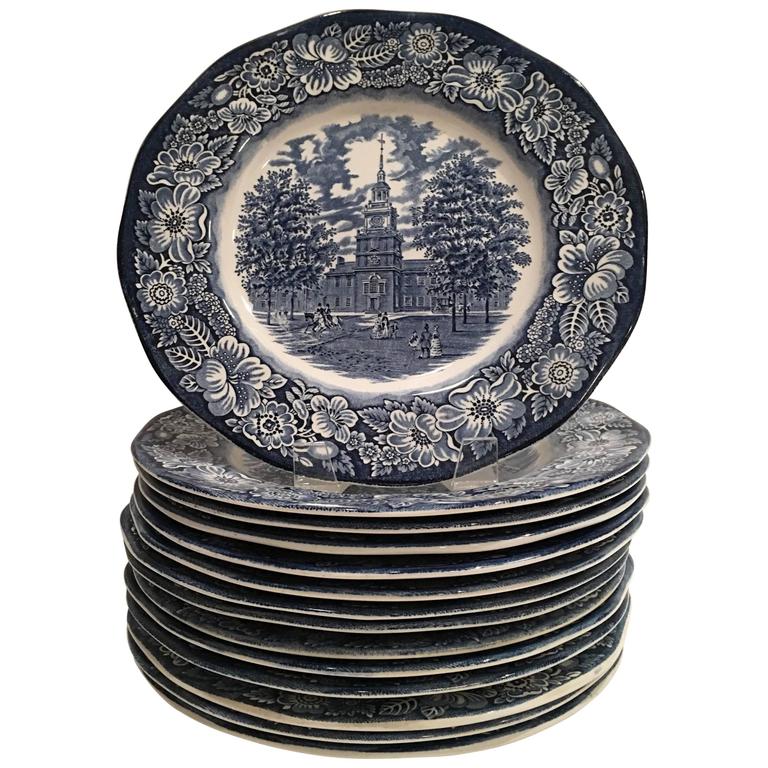 Staffordshire English Transferware "Liberty Blue" Dinner Plate S/15 at