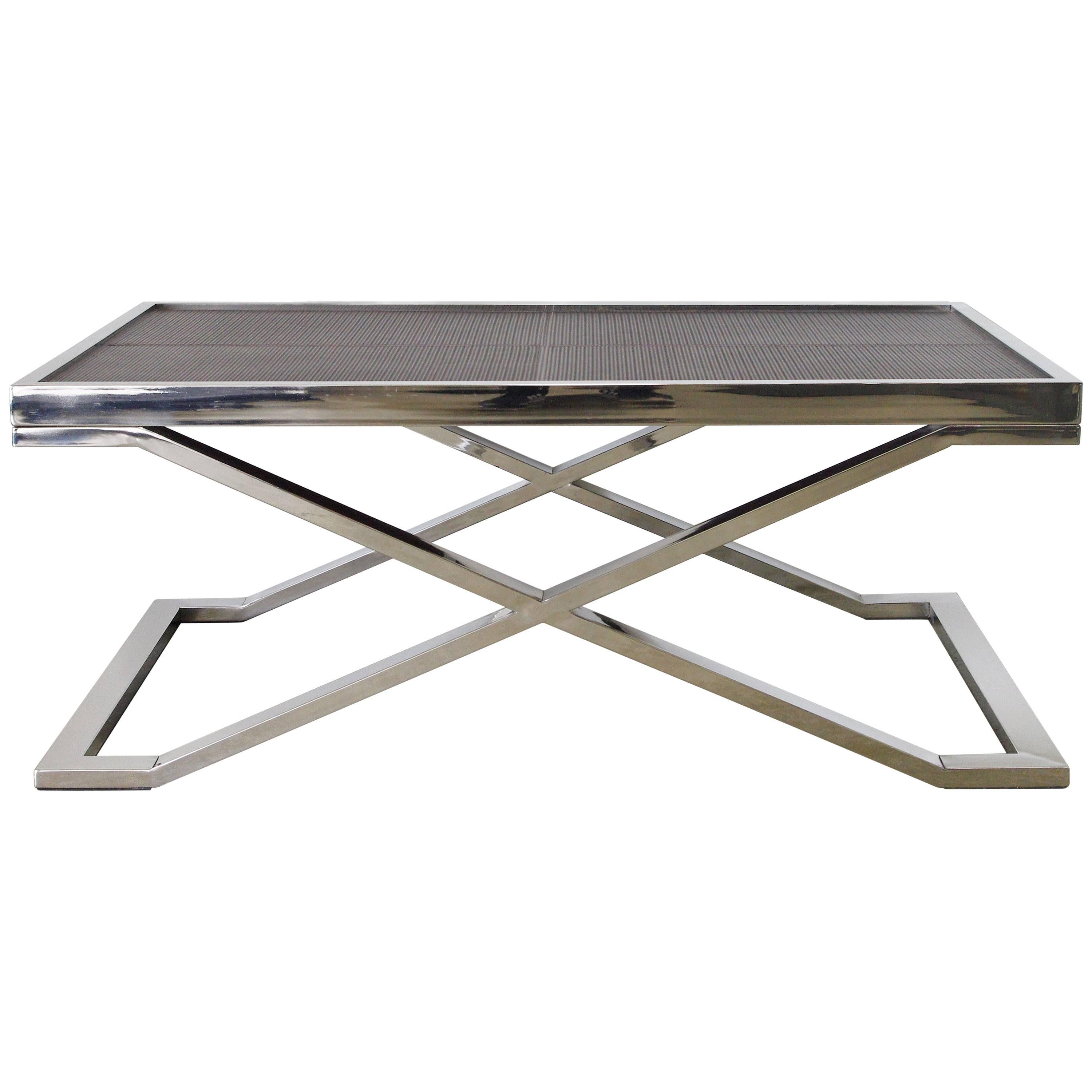Leather and Stainless Steel Coffee Table by Fabio Ltd FINAL CLEARANCE SALE