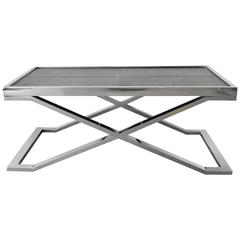 Black Leather and Stainless Steel Coffee Table by Fabio Bergomi 7