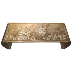 Waterfall Coffee Table with Silver Leaf Design