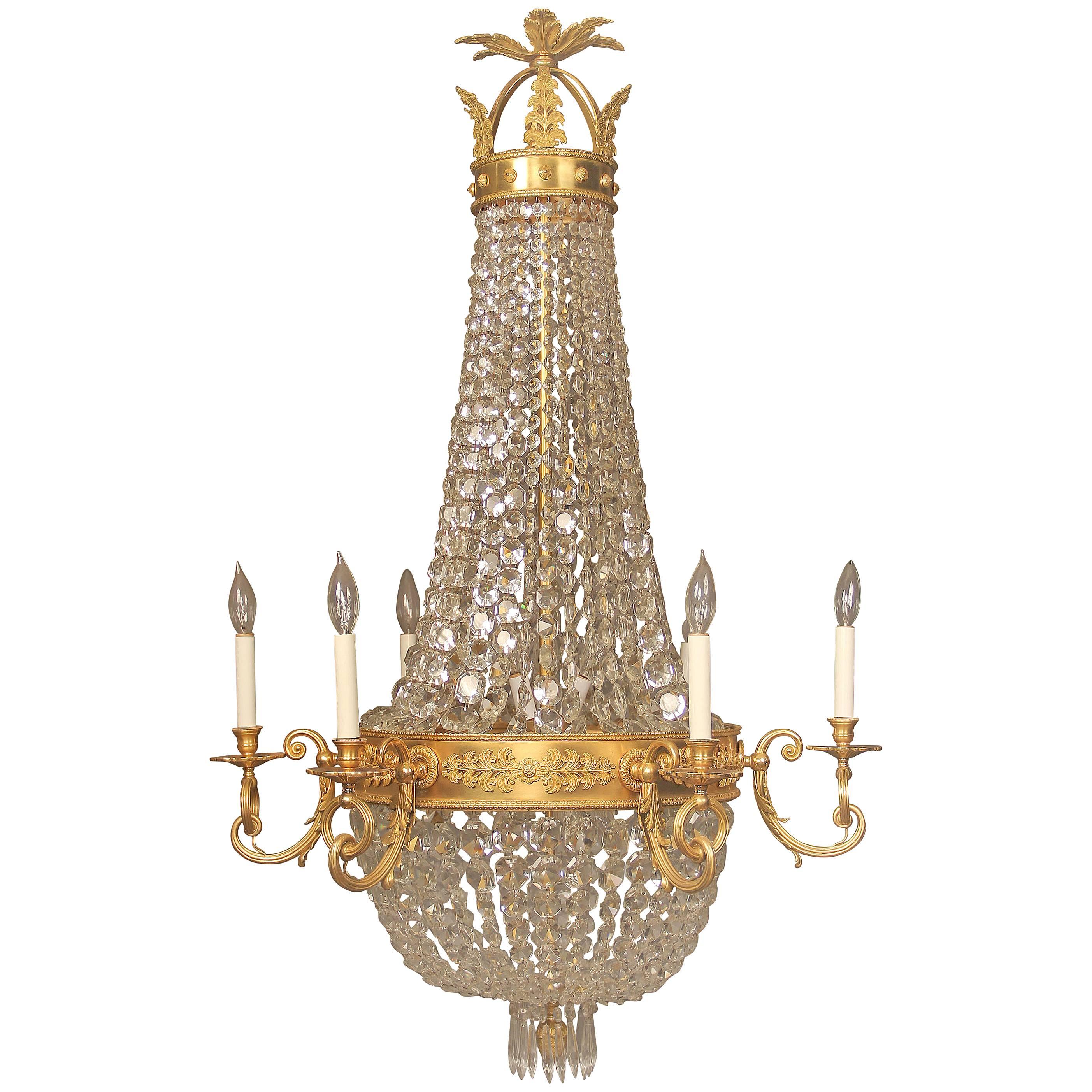 Stunning Late 19th Century Bronze and Crystal Russian Style Chandelier