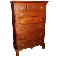 18th Century New England Chippendale Cherry Chest with Six Graduated Drawers