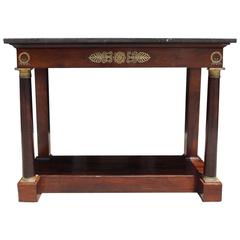 French Neoclassic Mahogany Ormolu & Marble Top Console. Circa 1790