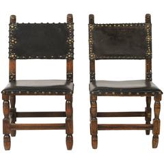 Spanish Leather Embellished Side Chair