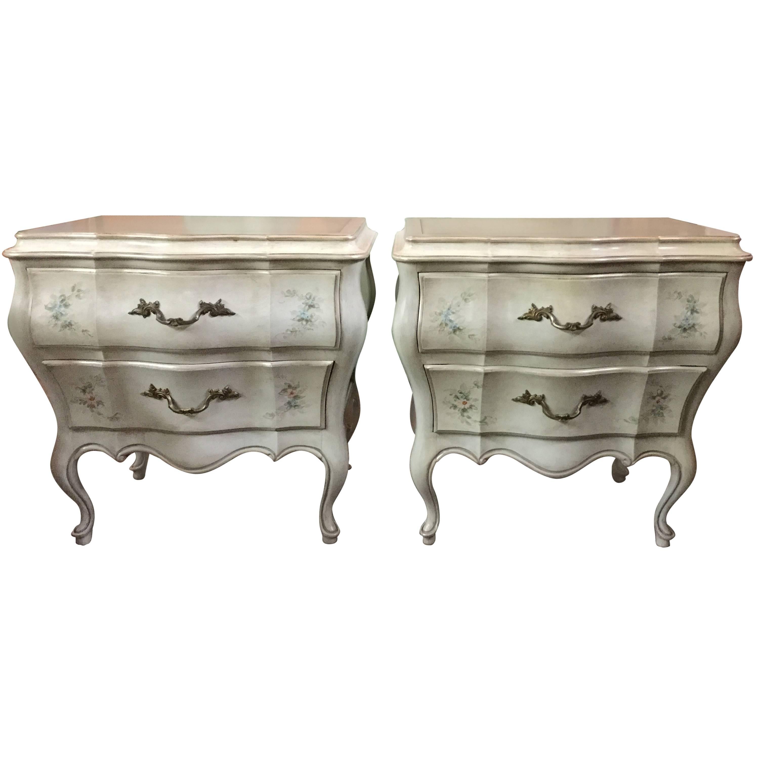 Romantic Painted Night Tables Chests