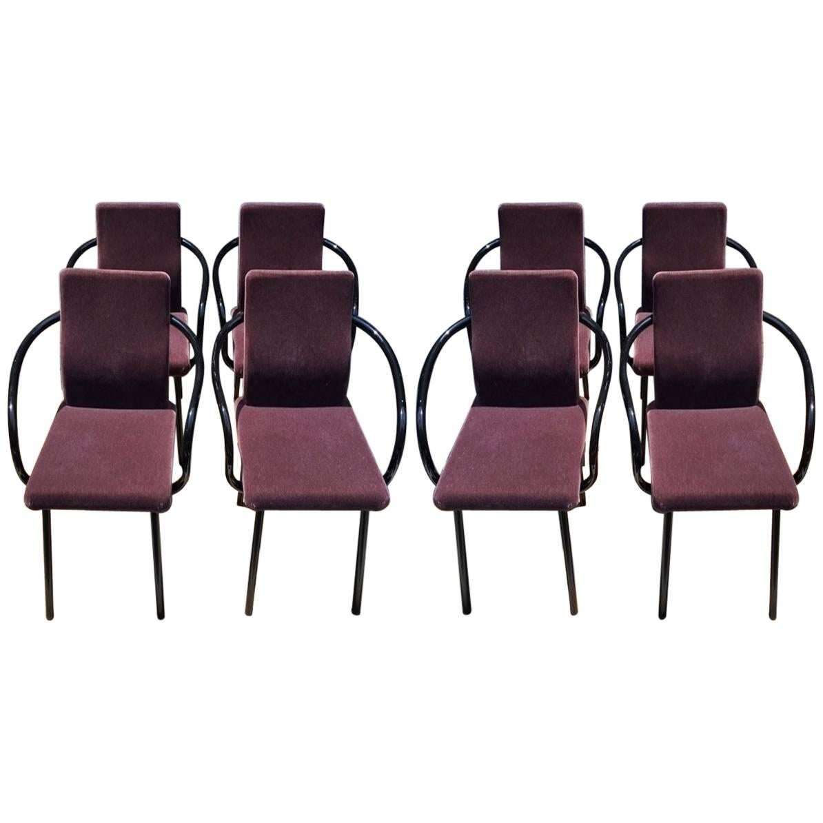 Knoll Ettore Sottsass Set of Eight Mandarin Chairs in Mohair
