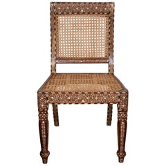 Armless Bone Inlaid Chair From India, late 20th Century