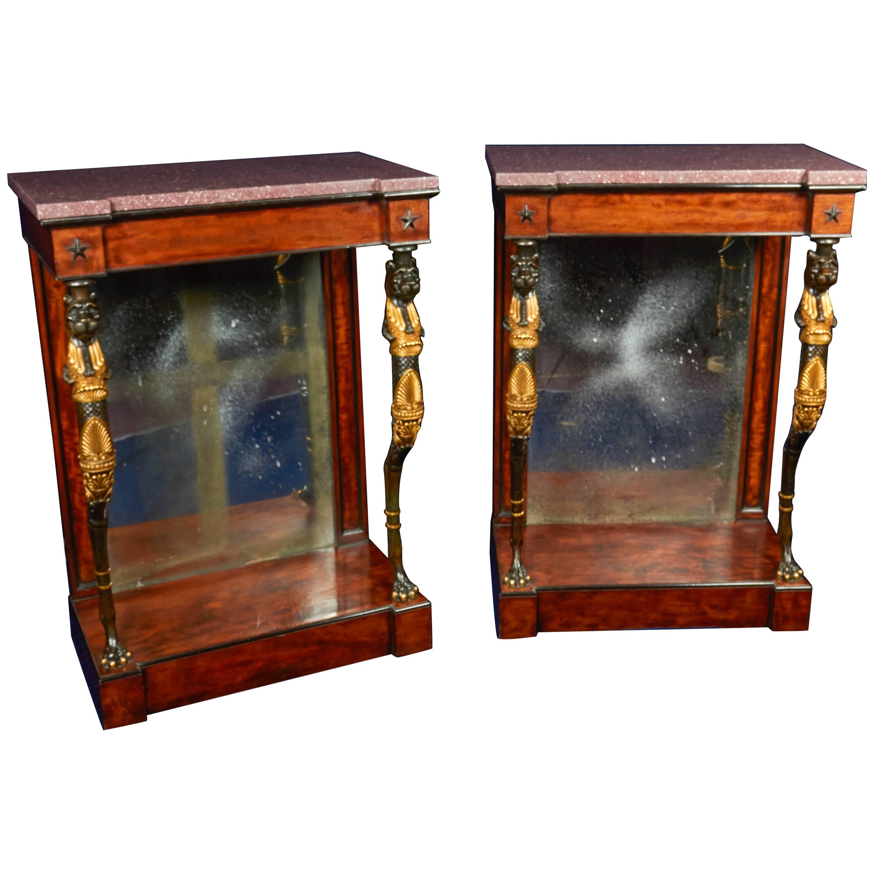 Pair of Regency Mahogany or Bronze Console Tables in the Manner of George Smith For Sale