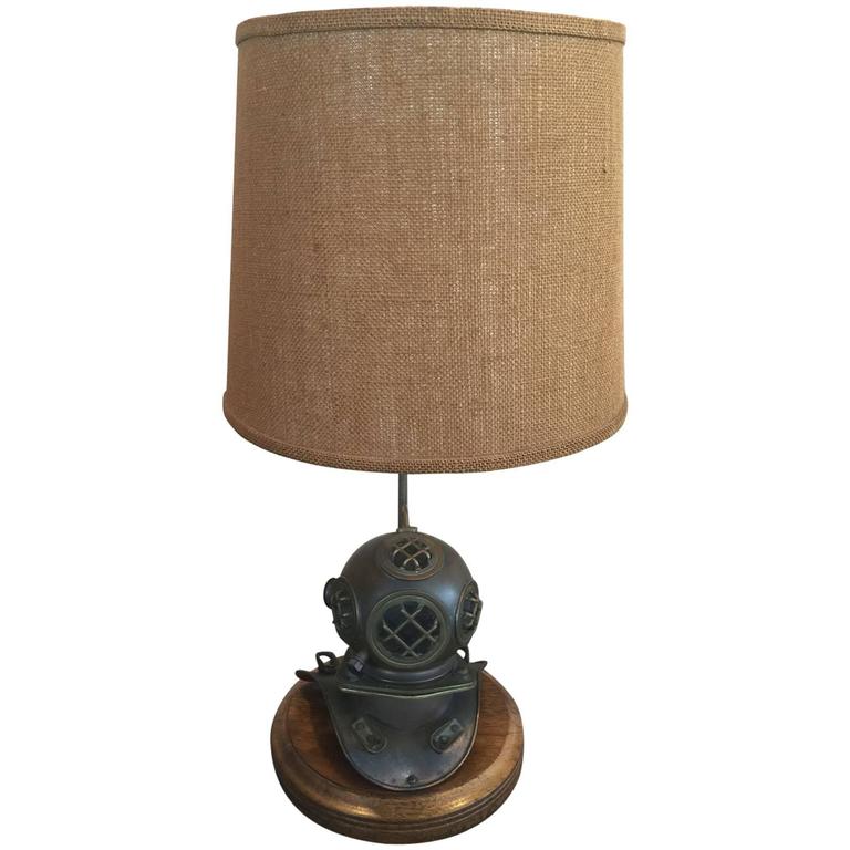 Vintage Nautical Lamp with Brass Divers Helmet at 1stDibs diving