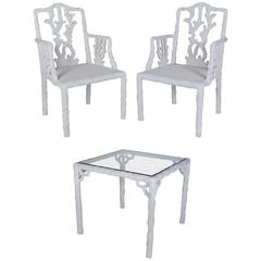 French Glass Top Table and Two Chair Garden Set 6