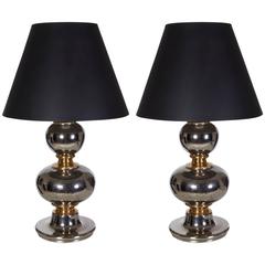Pair of Glazed Terra Cotta Lamps
