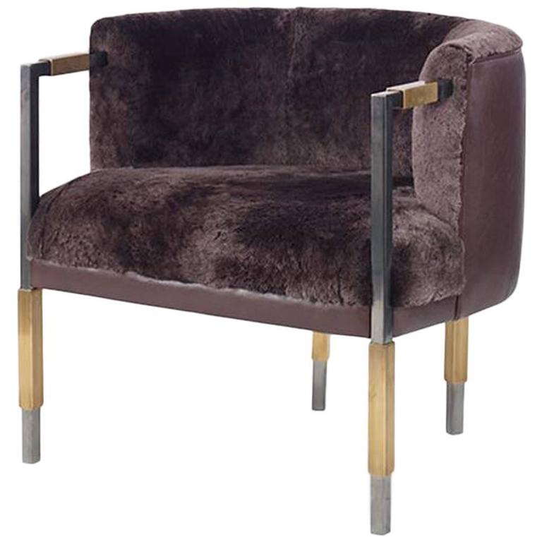 Larchmont Chair In Mink Shearling And Beige For At Larchmont Chair In Mink Shearling And Beige For