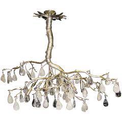 Modern Wrought Iron Silver Leafed Tree-Form Chandelier
