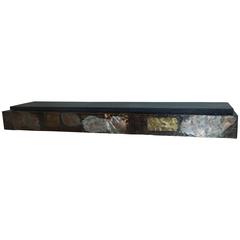 Paul Evans Brutalist Patchwork Wall Mount Shelf with Slate Top