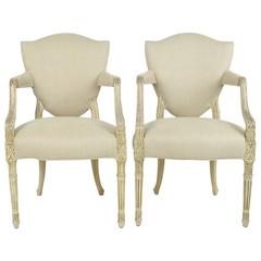 Pair of Neoclassical Style Upholstered Shield Back Armchairs