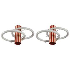 Pair of Very Rare Two-Tone Neon Ceiling Lamp Italy, 1960 5