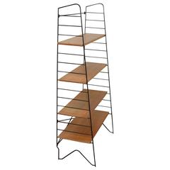 1950 Solid Oak and Lacquered Metal Shelf 10